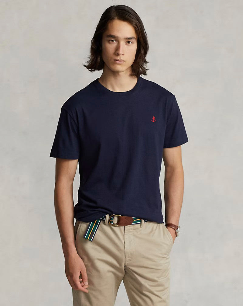 Slim Fit Jersey Crew Neck T-Shirt — Navy Blue