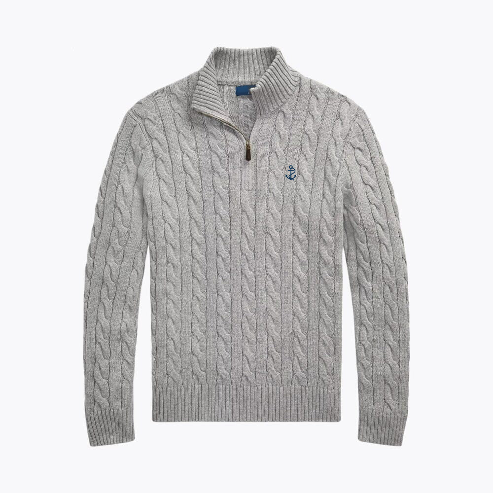 Chunky Cable-Knit Cotton Quarter-Zip Pullover