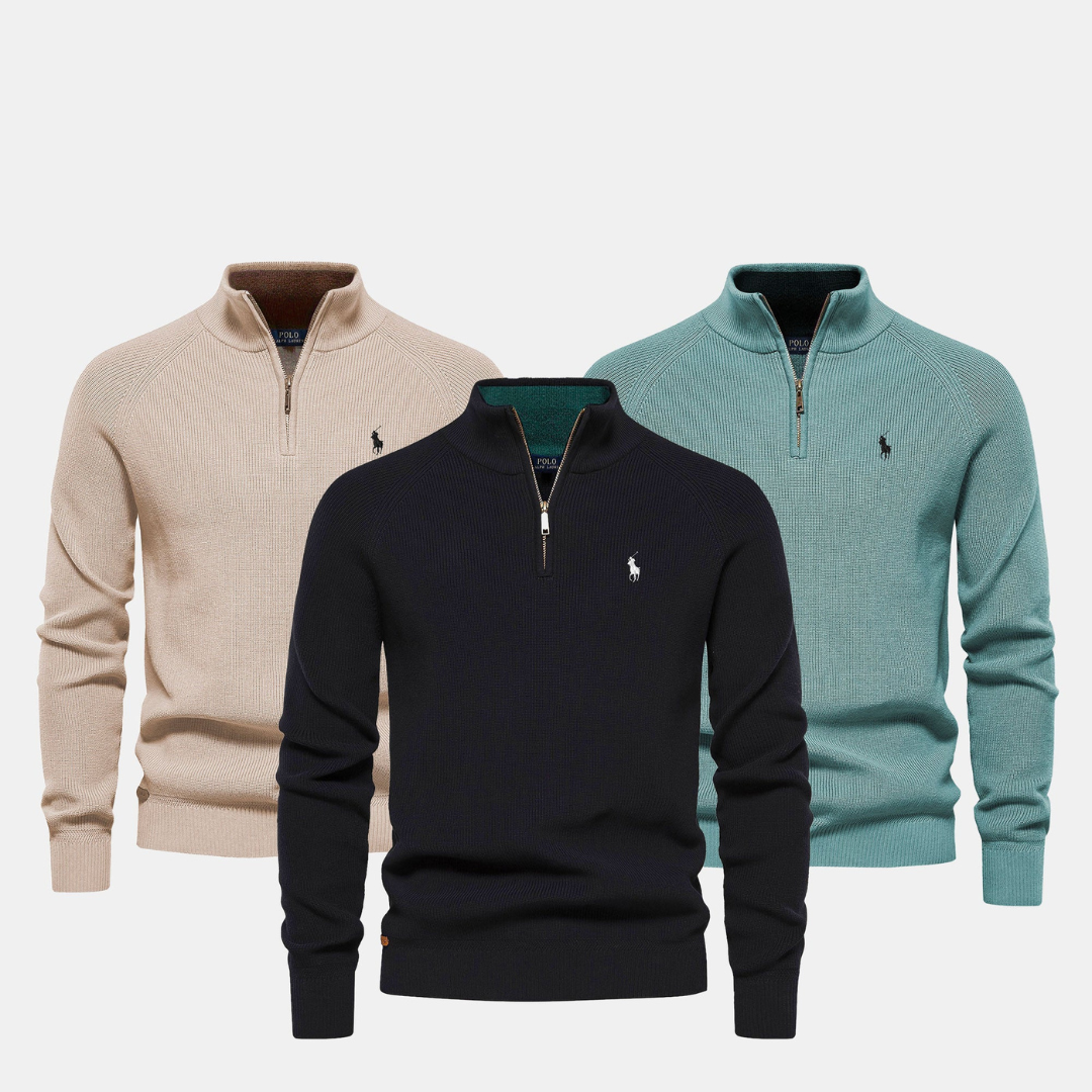 Zip-Neck Knit Sweater