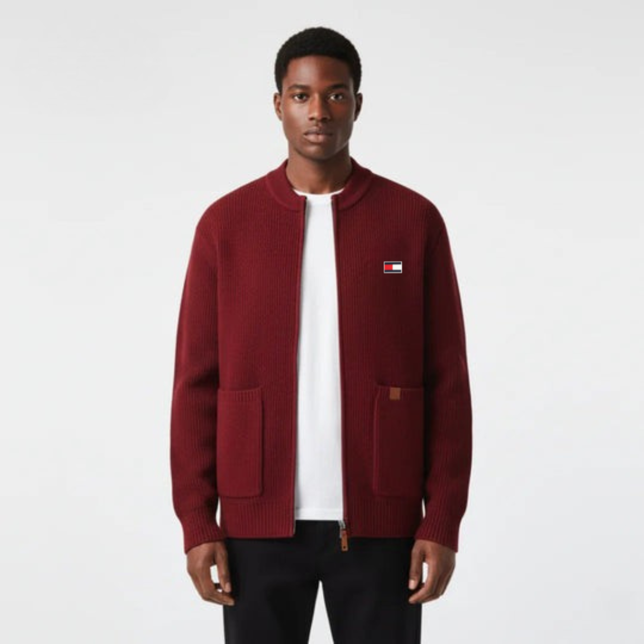 Zip-Front Knit Cardigan