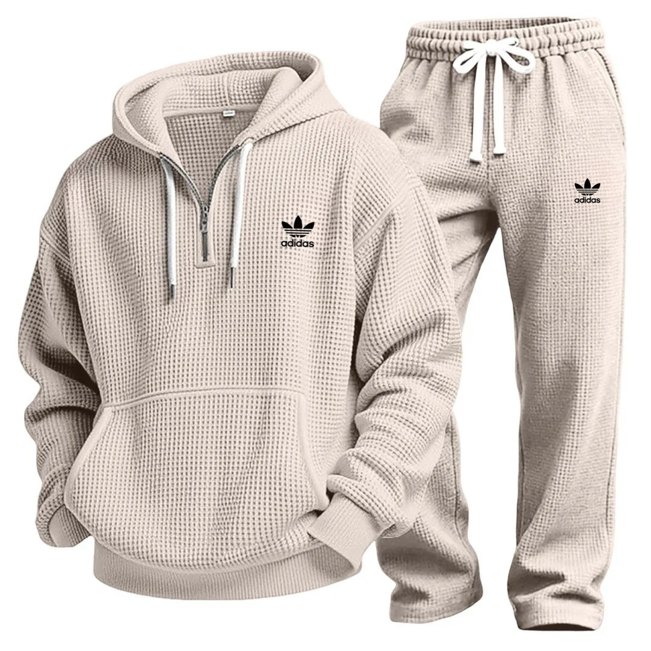 Waffle-Knit Performance Hooded Sweatshirt & Jogger Set