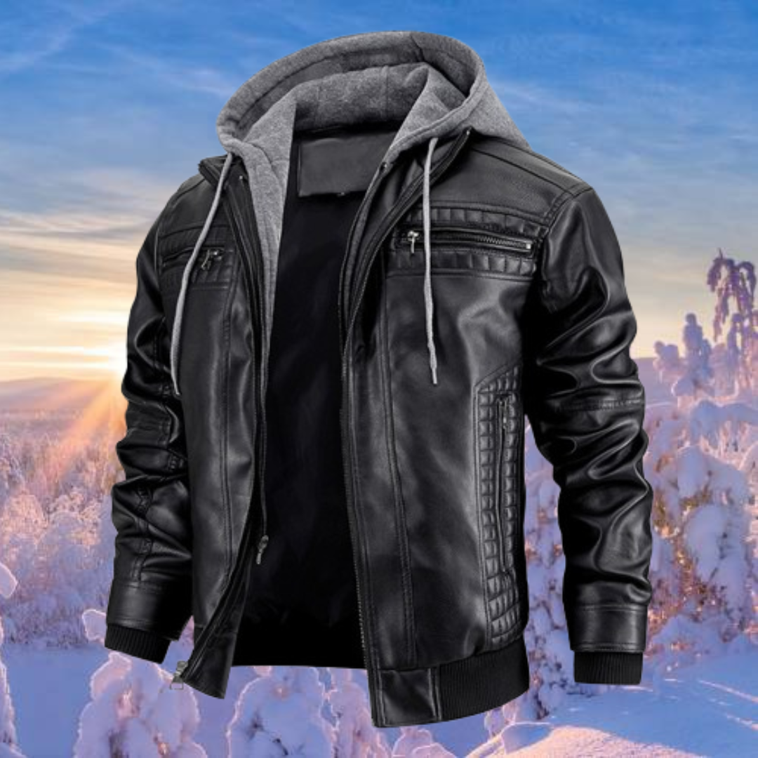 Casual Hooded Leather Jacket