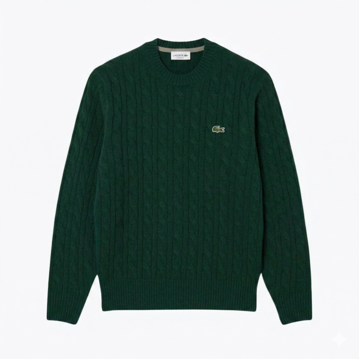 Lc Cable Knit Carded Wool Crew Neck Sweater