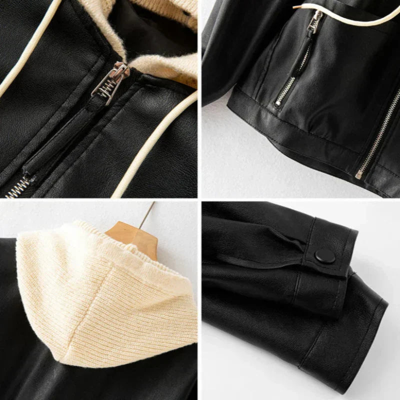 Noam leren hoodie