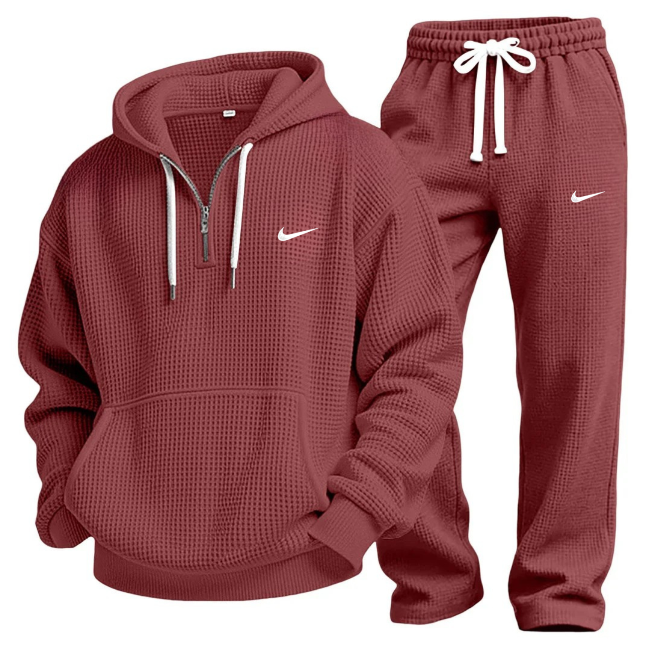 Waffle-Knit Performance Hooded Sweatshirt & Jogger Set