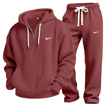 Waffle-Knit Performance Hooded Sweatshirt & Jogger Set