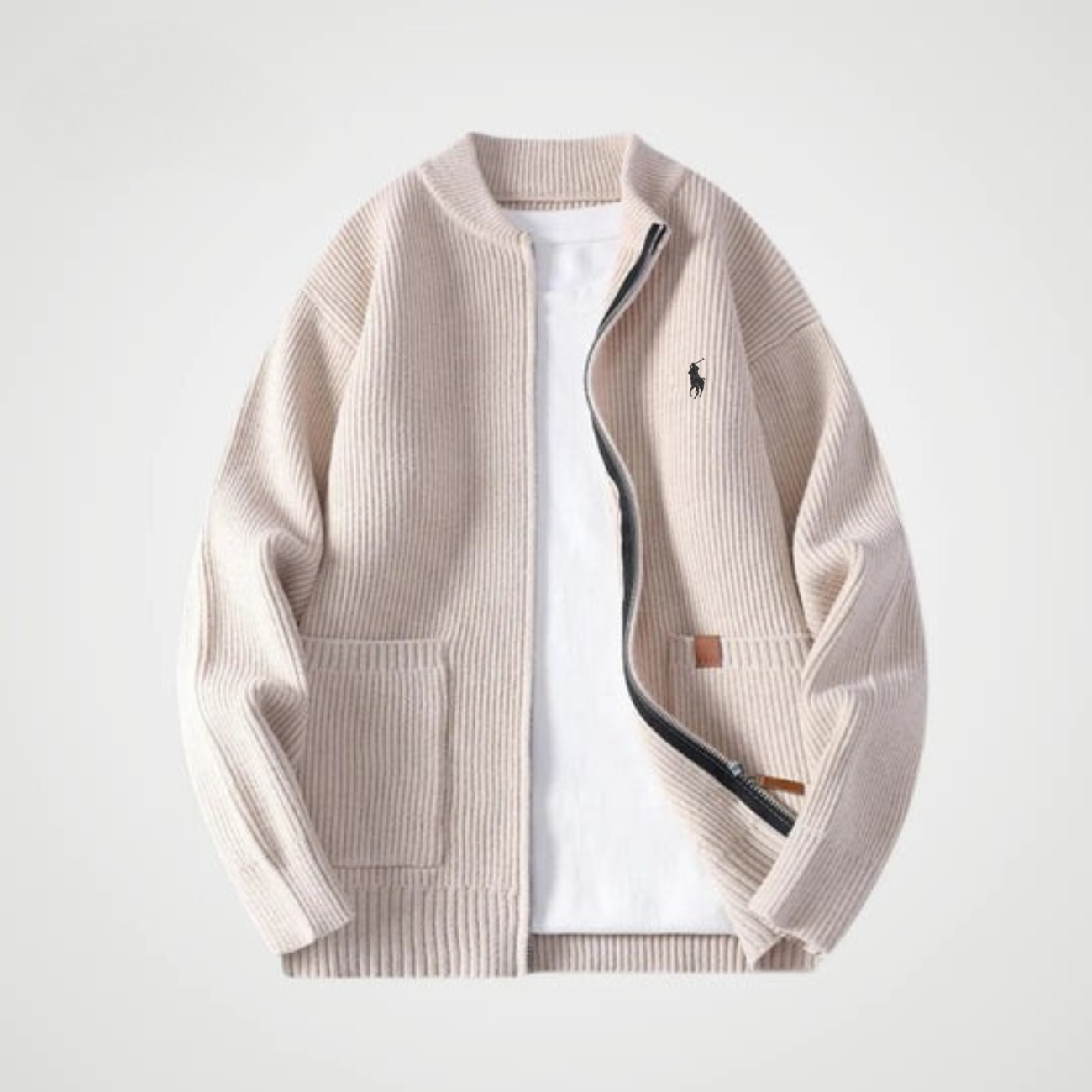 Zip-Front Knit Cardigan