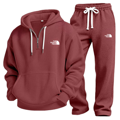 Waffle-Knit Performance Hooded Sweatshirt & Jogger Set
