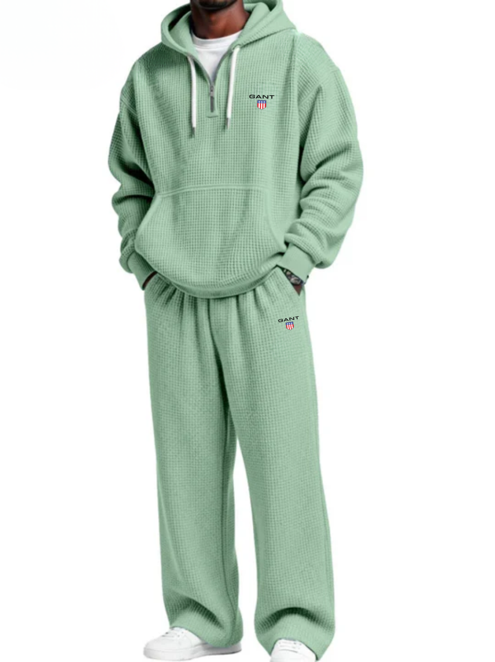 Waffle-Knit Performance Hooded Sweatshirt & Jogger Set
