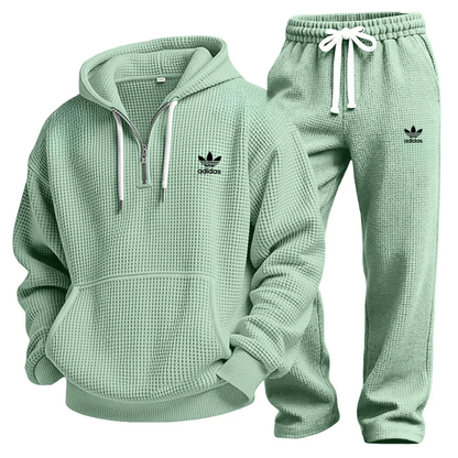 Waffle-Knit Performance Hooded Sweatshirt & Jogger Set