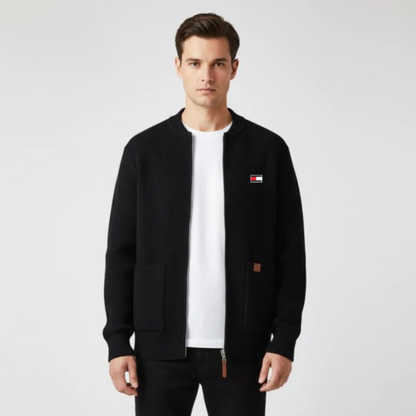 Zip-Front Knit Cardigan