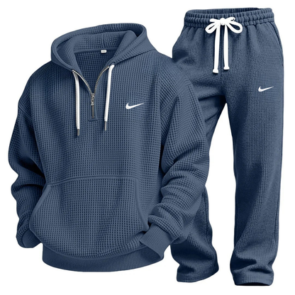 Waffle-Knit Performance Hooded Sweatshirt & Jogger Set