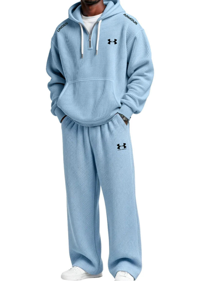 Waffle-Knit Performance Hooded Sweatshirt & Jogger Set