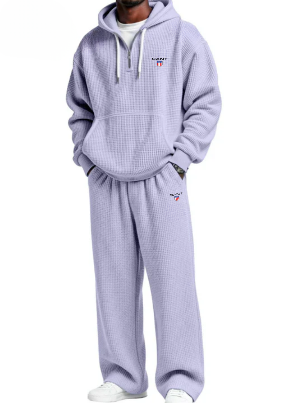 Waffle-Knit Performance Hooded Sweatshirt & Jogger Set