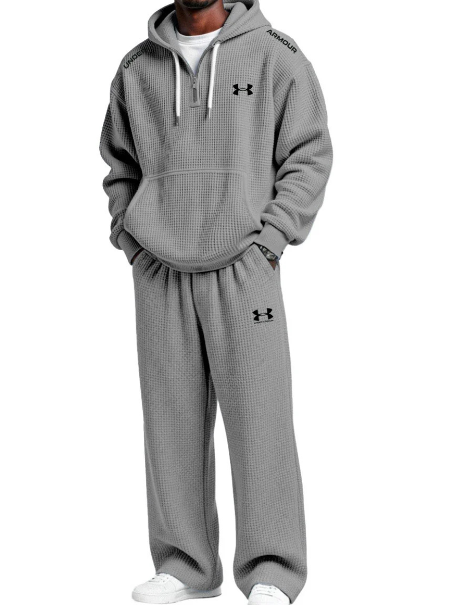 Waffle-Knit Performance Hooded Sweatshirt & Jogger Set