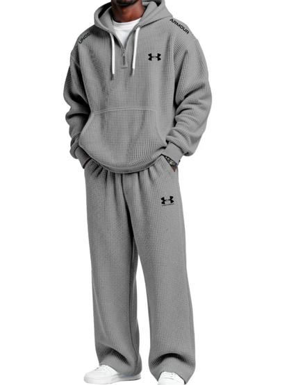 Waffle-Knit Performance Hooded Sweatshirt & Jogger Set