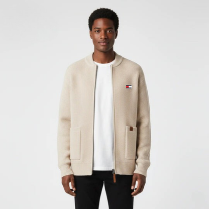 Zip-Front Knit Cardigan