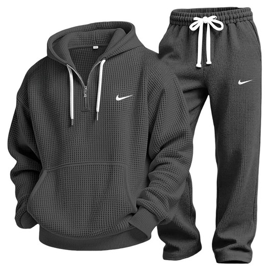 Waffle-Knit Performance Hooded Sweatshirt & Jogger Set