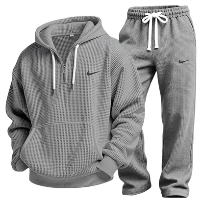 Waffle-Knit Performance Hooded Sweatshirt & Jogger Set
