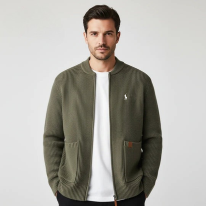 Zip-Front Knit Cardigan