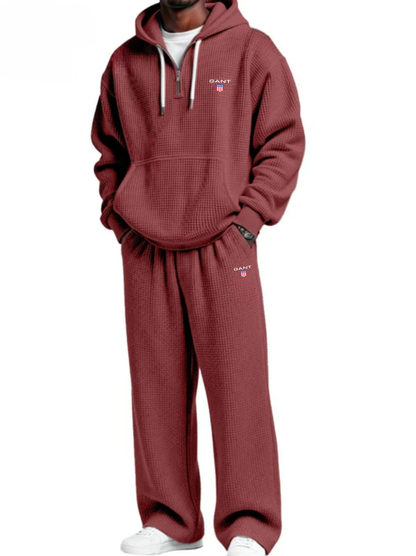 Waffle-Knit Performance Hooded Sweatshirt & Jogger Set