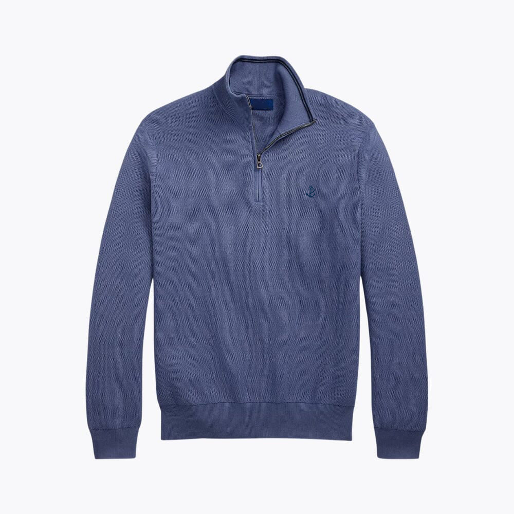 Mesh-Knit Cotton Quarter-Zip Sweater