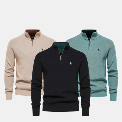 Zip-Neck Knit Sweater