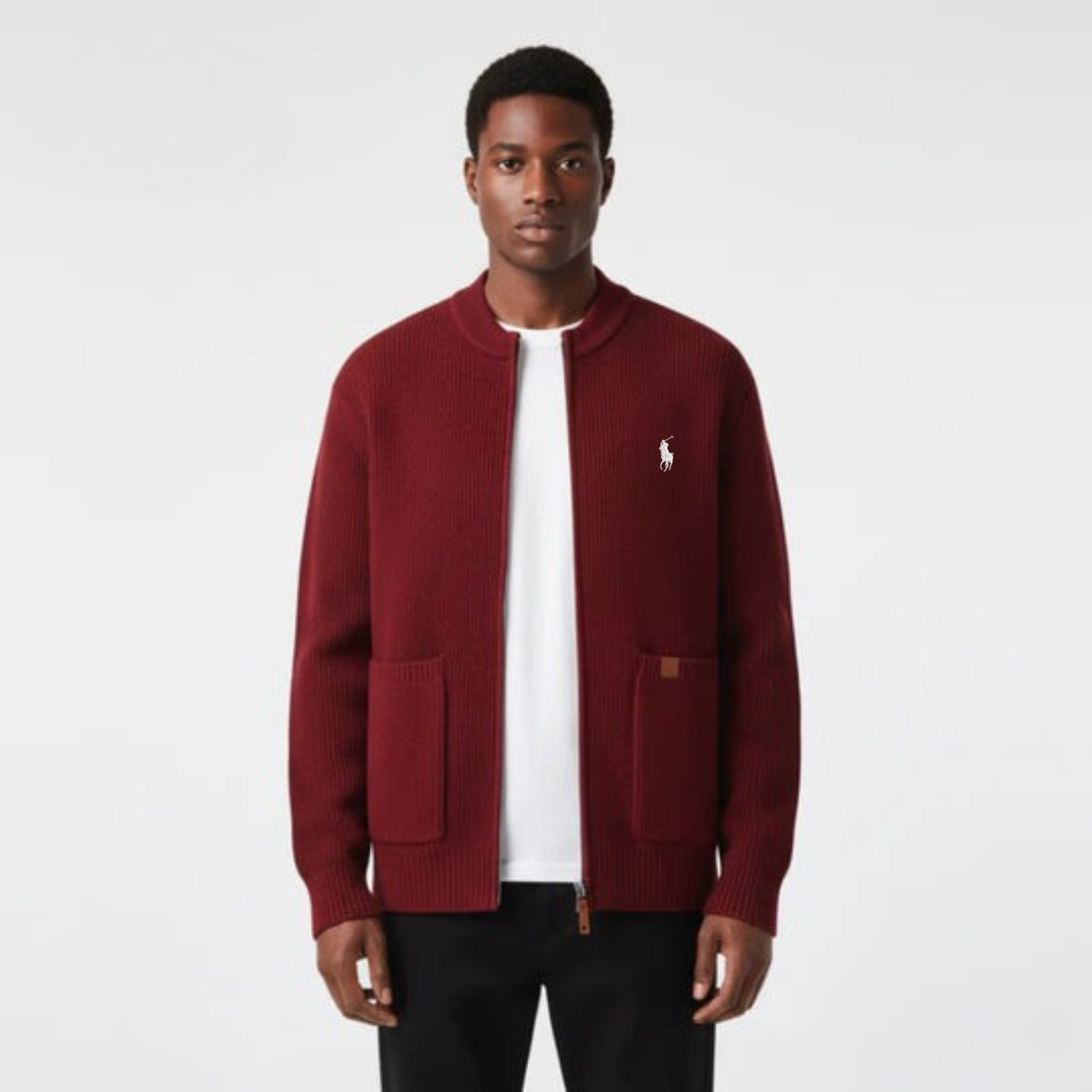 Zip-Front Knit Cardigan