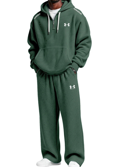 Waffle-Knit Performance Hooded Sweatshirt & Jogger Set
