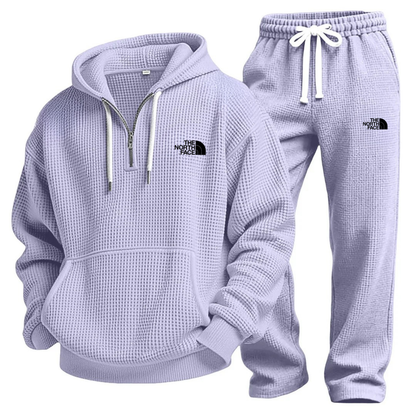 Waffle-Knit Performance Hooded Sweatshirt & Jogger Set