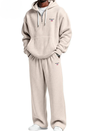 Waffle-Knit Performance Hooded Sweatshirt & Jogger Set