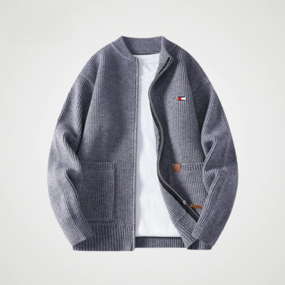 Zip-Front Knit Cardigan