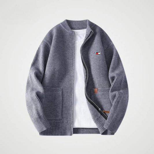 Zip-Front Knit Cardigan