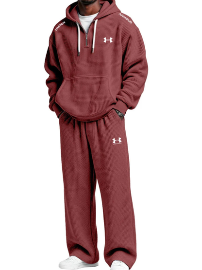 Waffle-Knit Performance Hooded Sweatshirt & Jogger Set
