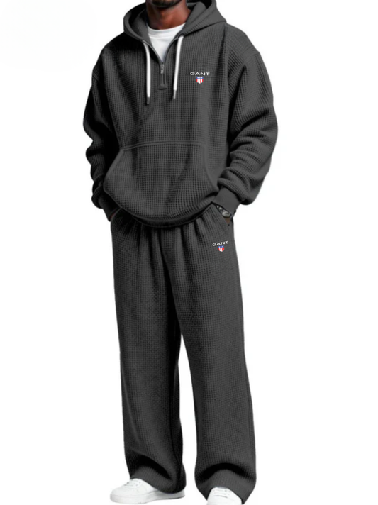 Waffle-Knit Performance Hooded Sweatshirt & Jogger Set