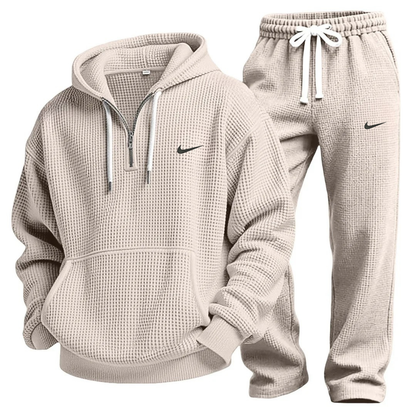 Waffle-Knit Performance Hooded Sweatshirt & Jogger Set