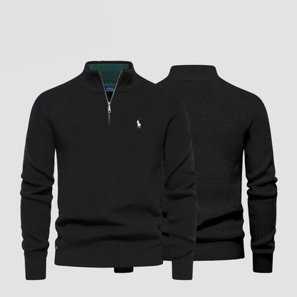 Zip-Neck Knit Sweater