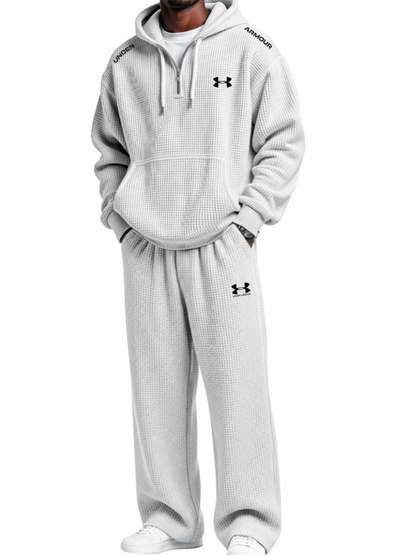 Waffle-Knit Performance Hooded Sweatshirt & Jogger Set