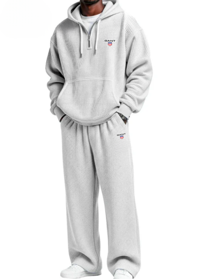 Waffle-Knit Performance Hooded Sweatshirt & Jogger Set