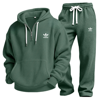 Waffle-Knit Performance Hooded Sweatshirt & Jogger Set