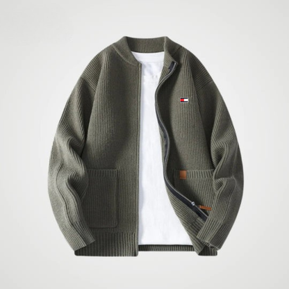 Zip-Front Knit Cardigan