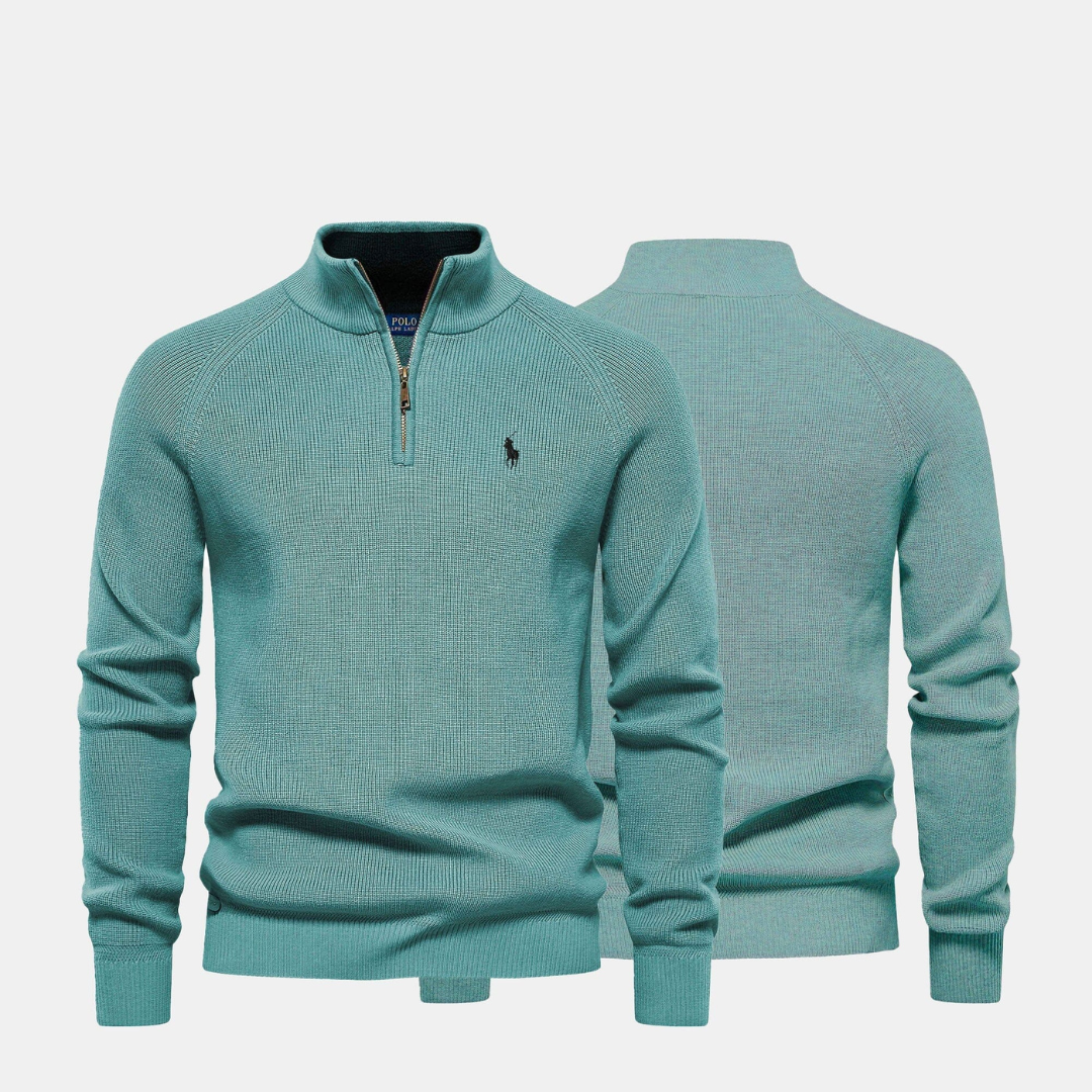 Zip-Neck Knit Sweater