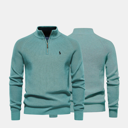 Zip-Neck Knit Sweater