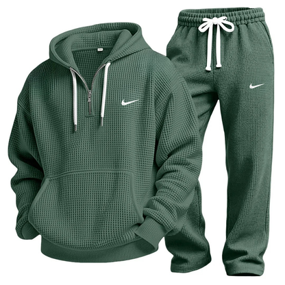 Waffle-Knit Performance Hooded Sweatshirt & Jogger Set