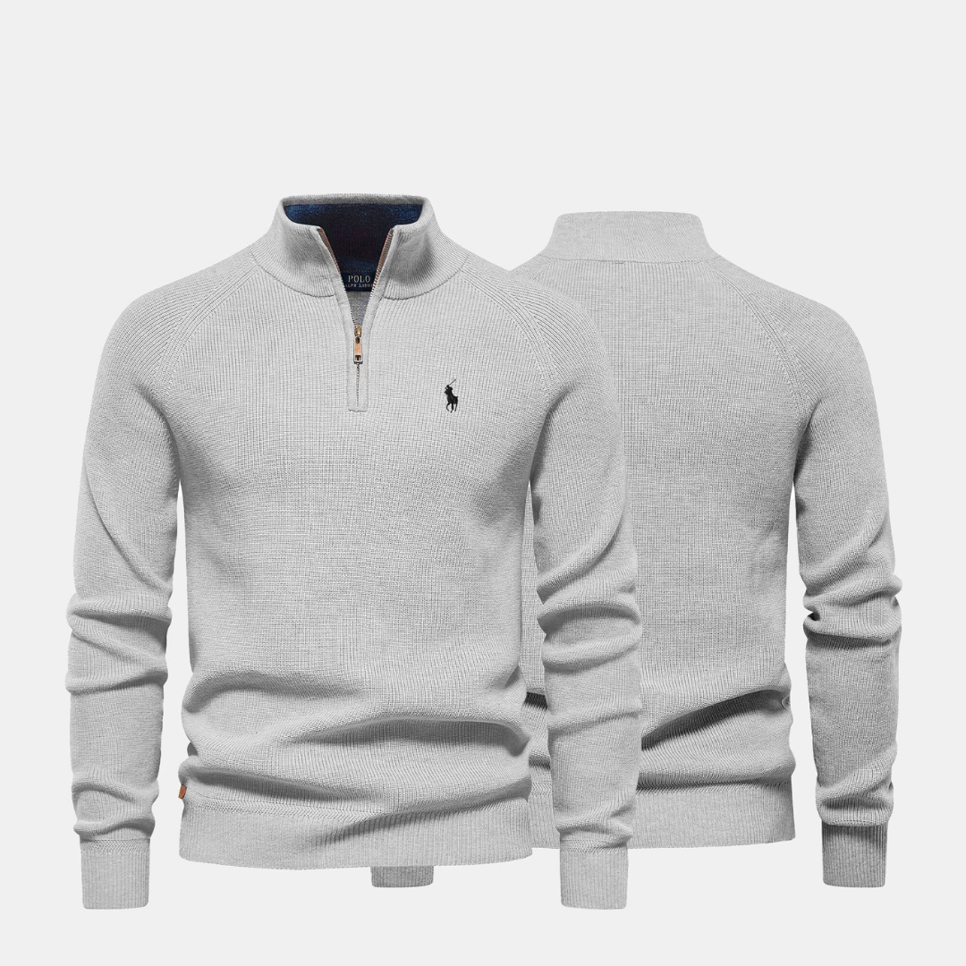 Zip-Neck Knit Sweater