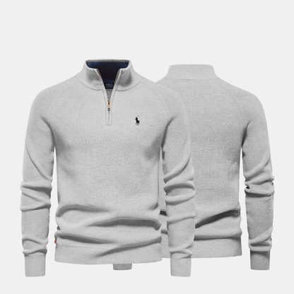 Zip-Neck Knit Sweater