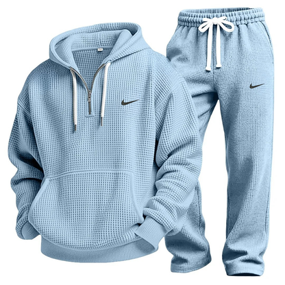 Waffle-Knit Performance Hooded Sweatshirt & Jogger Set
