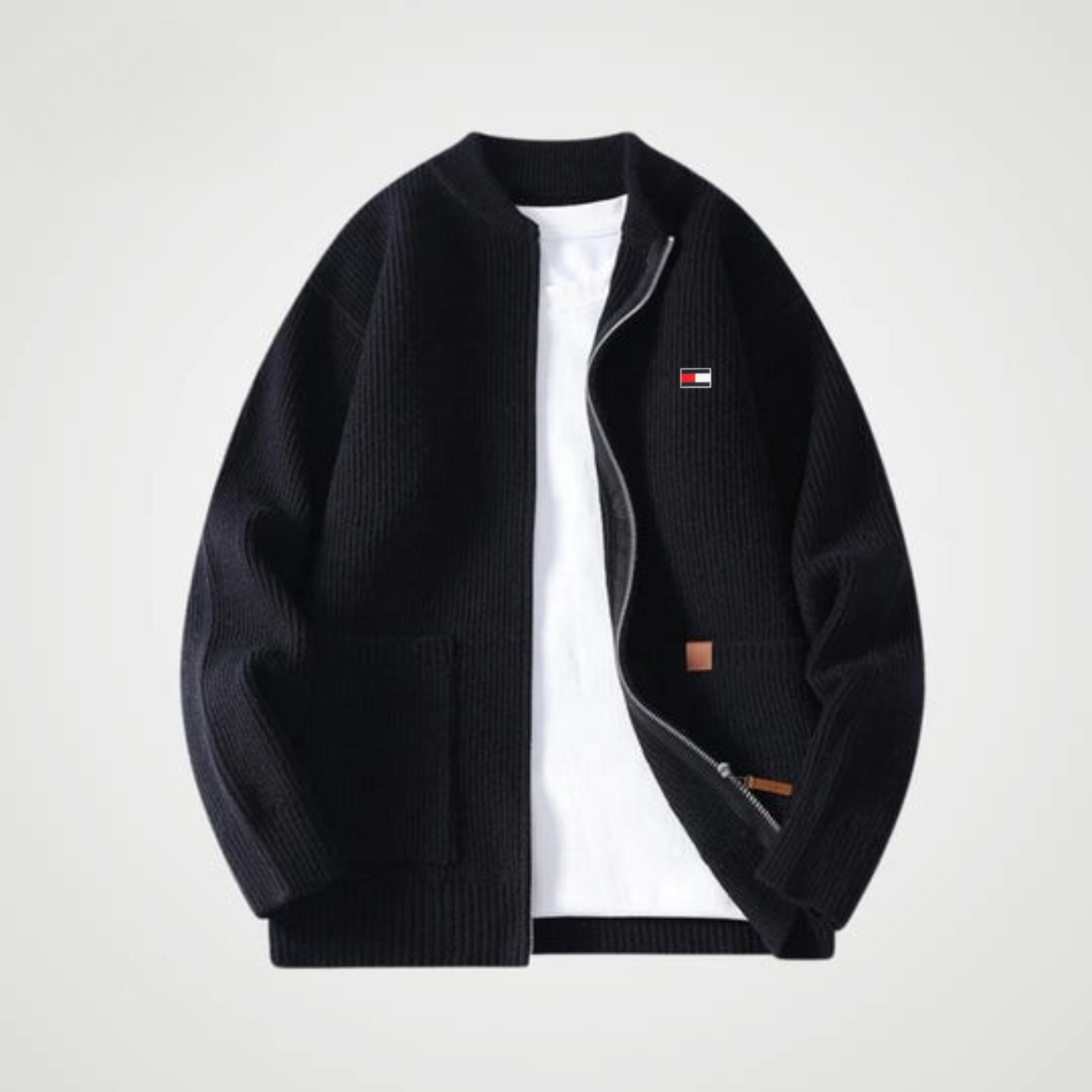 Zip-Front Knit Cardigan