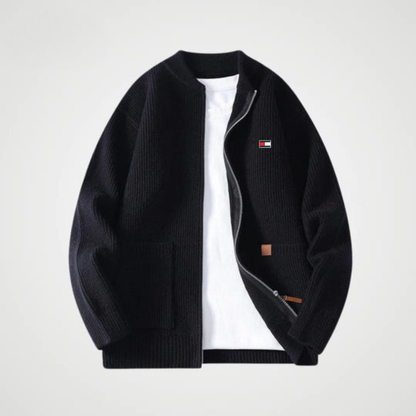 Zip-Front Knit Cardigan