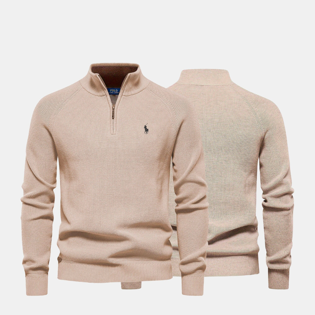 Zip-Neck Knit Sweater